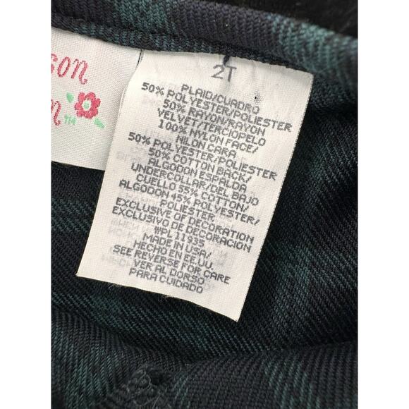 Vtg Toddler Girl Dress Sz 2T Plaid Velvet Ruffle Holiday Academia Preppy 90’s - Picture 3 of 10